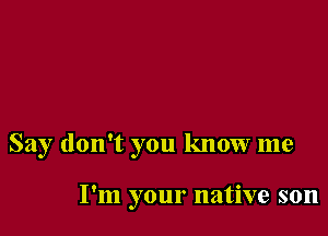 Say don't you know me

I'm your native son