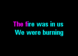 The fire was in us

We were burning