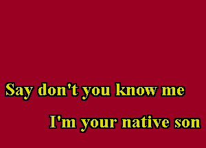 Say don't you know me

I'm your native son