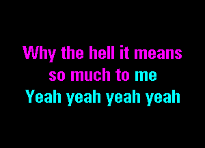 Why the hell it means

so much to me
Yeah yeah yeah yeah