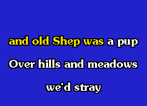 and old Shep was a pup

Over hills and meadows

we'd stray