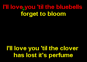 I'll loveuyou 'til the bluebells
forget to bloom

I'll love you 'til the clover
has lost it's perfume