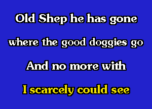 Old Shep he has gone

where the good doggies go
And no more with

I scarcely could see