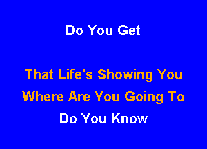 Do You Get

That Life's Showing You

Where Are You Going To
Do You Know