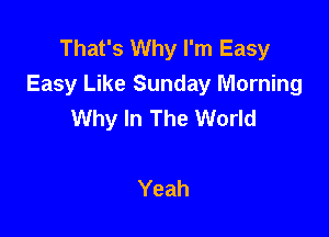 That's Why I'm Easy
Easy Like Sunday Morning
Why In The World

Yeah
