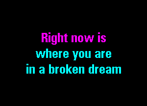 Right now is

where you are
in a broken dream