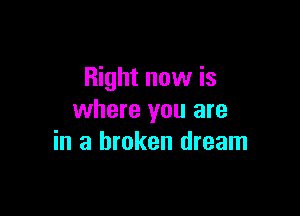Right now is

where you are
in a broken dream