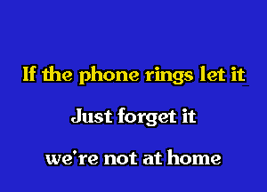 If the phone rings let it

Just forget it

we're not at home