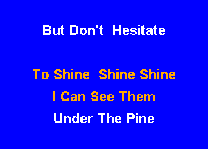 But Don't Hesitate

To Shine Shine Shine

I Can See Them
Under The Pine