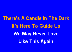 There's A Candle In The Dark
It's Here To Guide Us

We May Never Love
Like This Again