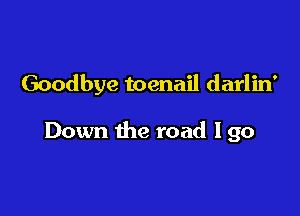 Goodbye toenail darlin'

Down the road lgo