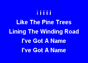 Like The Pine Trees
Lining The Winding Road

I've Got A Name
I've Got A Name