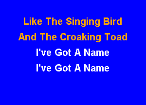 Like The Singing Bird
And The Croaking Toad
I've Got A Name

I've Got A Name