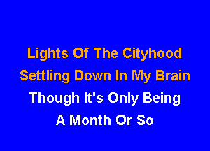 Lights Of The Cityhood

Settling Down In My Brain
Though It's Only Being
A Month 0r So