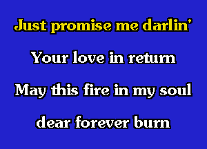 Just promise me darlin'
Your love in return
May this fire in my soul

dear forever burn