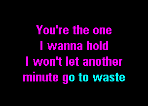 You're the one
I wanna hold

I won't let another
minute go to waste