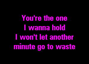 You're the one
I wanna hold

I won't let another
minute go to waste