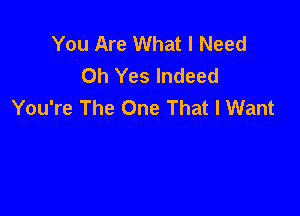 You Are What I Need
Oh Yes Indeed
You're The One That I Want