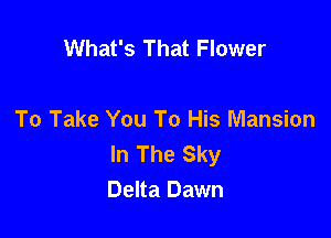 What's That Flower

To Take You To His Mansion
In The Sky
Delta Dawn