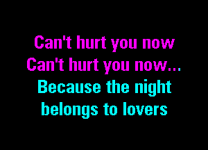 Can't hurt you now
Can't hurt you now...

Because the night
belongs to lovers