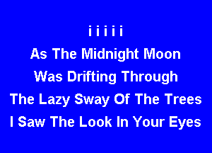 As The Midnight Moon
Was Drifting Through
The Lazy Sway Of The Trees
I Saw The Look In Your Eyes