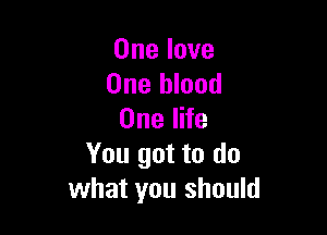 One love
One blood

OnelHe
You got to do
what you should