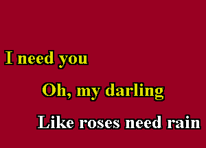 I need you

Oh, my darling

Like roses need rain