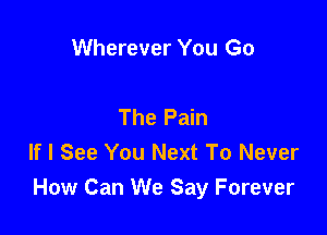 Wherever You Go

The Pain

If I See You Next To Never
How Can We Say Forever