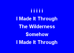 I Made It Through
The Wilderness

Somehow
I Made It Through