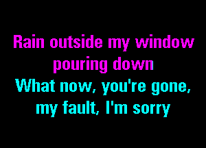 Rain outside my window
pouring down

What now, you're gone.
my fault, I'm sorry