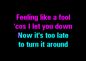 Feeling like a fool
'cos I let you down

Now it's too late
to turn it around