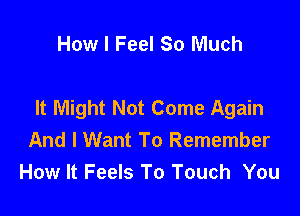 How I Feel So Much

It Might Not Come Again

And I Want To Remember
How It Feels To Touch You