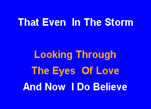 That Even In The Storm

Looking Through
The Eyes Of Love
And Now I Do Believe