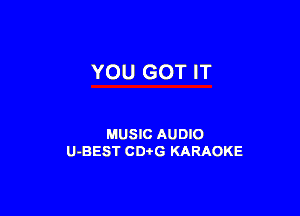 YOU GOT IT

MUSIC AUDIO
U-BEST CDi'G KARAOKE