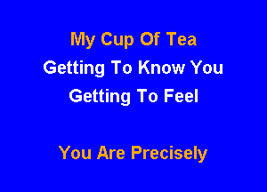 My Cup Of Tea
Getting To Know You
Getting To Feel

You Are Precisely