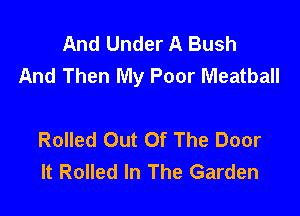 And Under A Bush
And Then My Poor Meatball

Rolled Out Of The Door
It Rolled In The Garden