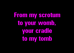 From my scrotum
to your womb,

your cradle
to my tomb