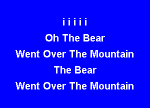 Oh The Bear

Went Over The Mountain
The Bear
Went Over The Mountain