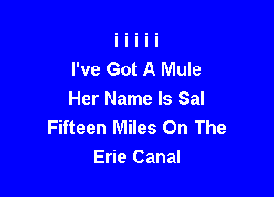 I've Got A Mule

Her Name Is Sal
Fifteen Miles On The
Erie Canal