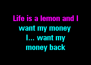 Life is a lemon and I
want my money

I... want my
money back