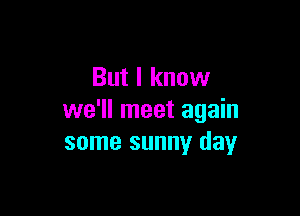 But I know

we'll meet again
some sunny day