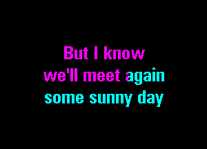 But I know

we'll meet again
some sunny day