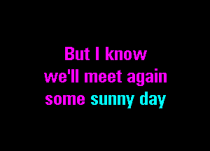 But I know

we'll meet again
some sunny day