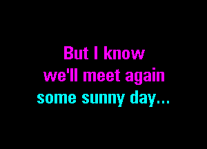But I know

we'll meet again
some sunny day...