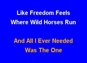 Like Freedom Feels
Where Wild Horses Run

And All I Ever Needed
Was The One