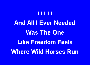 And All I Ever Needed
Was The One

Like Freedom Feels
Where Wild Horses Run