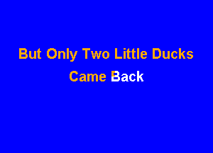 But Only Two Little Ducks

Came Back