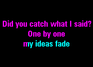 Did you catch what I said?

One by one
my ideas fade