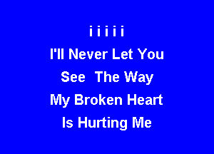 I'll Never Let You
See The Way

My Broken Heart
Is Hurting Me