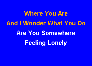 Where You Are
And I Wonder What You Do

Are You Somewhere
Feeling Lonely